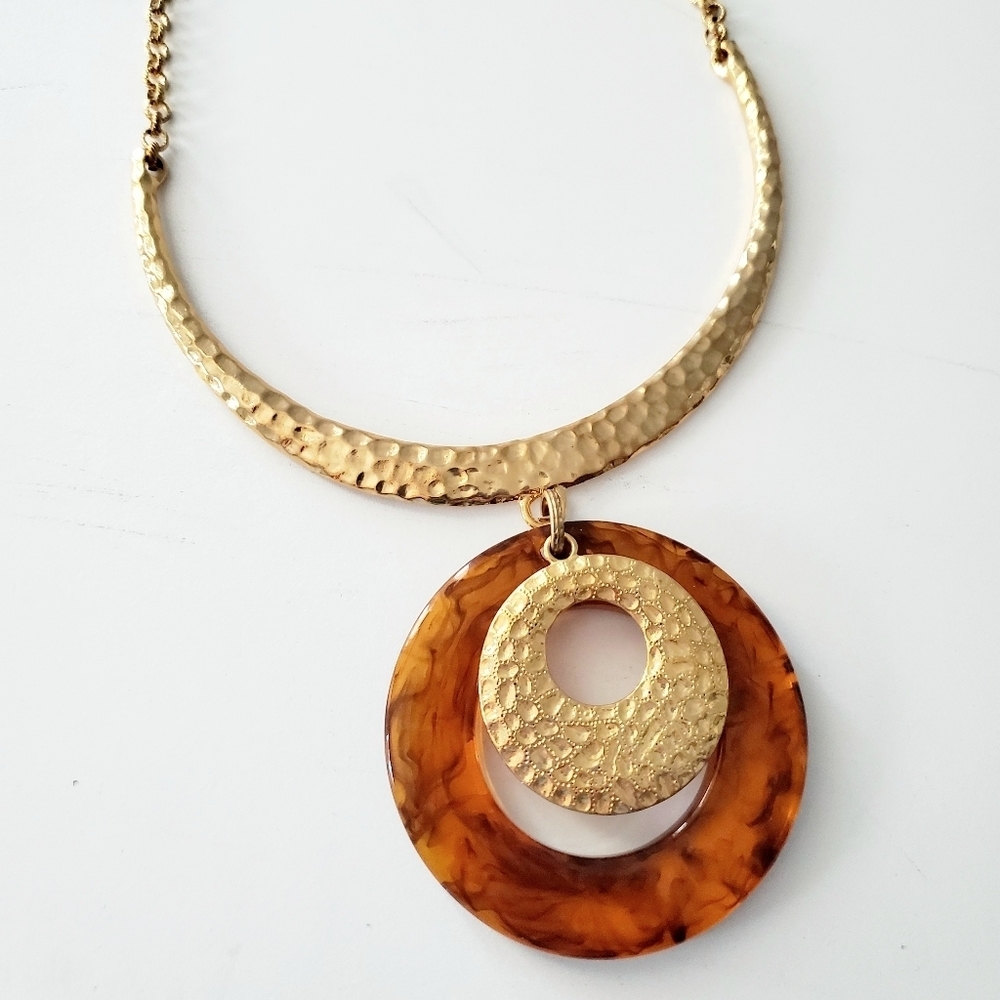 RJ Graziano Hammered Metal Statement Necklace - Picture 3 of 5